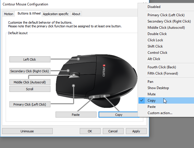 UNIMOUSE SETTINGS